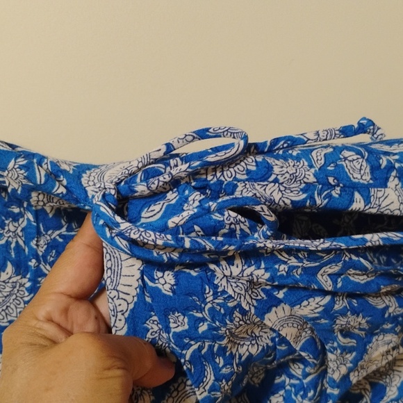 Zara Vibrant Blue Floral Patterned Pareo Short Size L - Picture 9 of 14